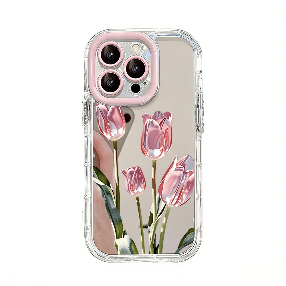 Tulpenblumen Air Cushion Spiegel Handyhülle für iPhone 17 15 14 16 Pro Max 13 12 11 Pro X XR XS MAX 7 8 Plus 17Air Modische Hülle – Detail 4