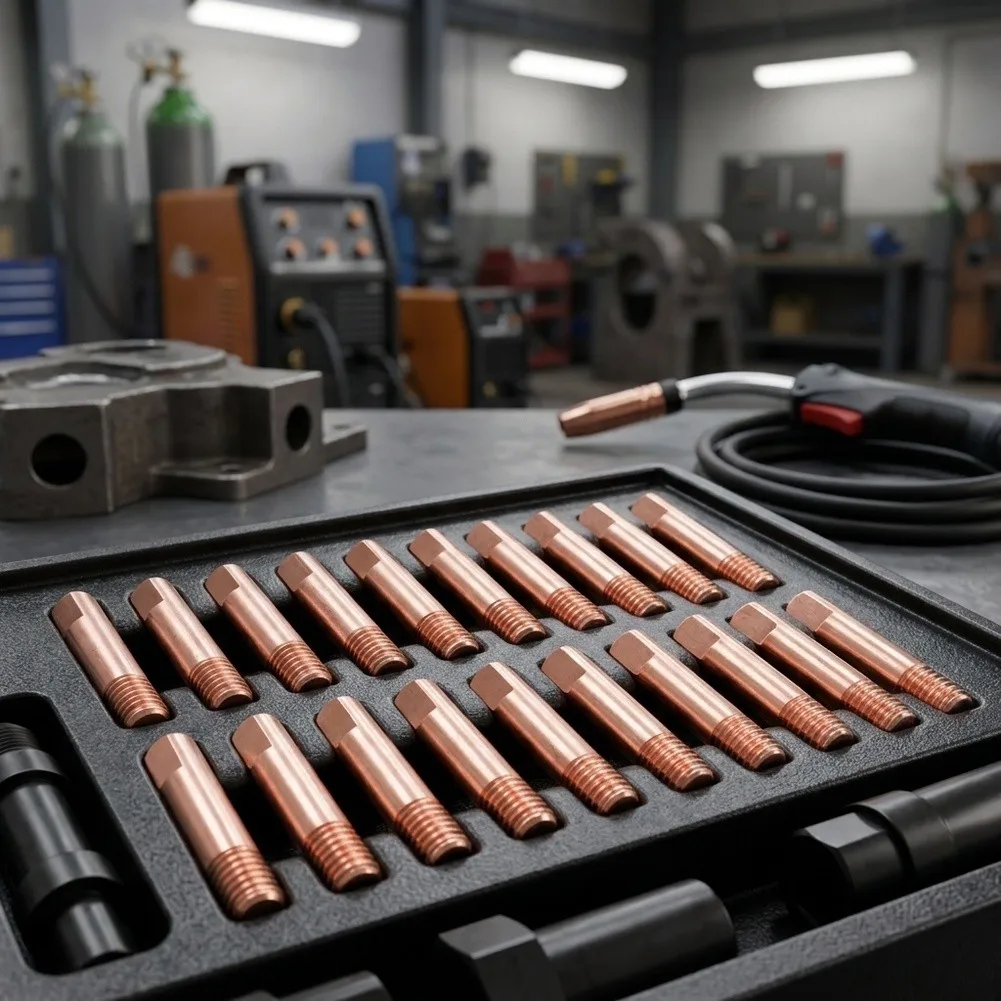 Pure Copper For MIG for contact Tips 20 Pack for Welding with Standard External Thread and Four Nozzle Sizes 0.8 to 1.2mm