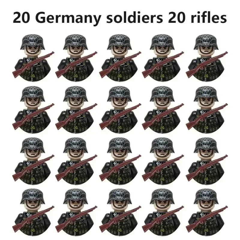 20-teiliges WWII Militär-Actionfiguren-Bausteinset Alliierte Streitkräfte Armeemänner Soldaten Multipack Kampfpaket Modellspielzeug Geschenk – Detail 10