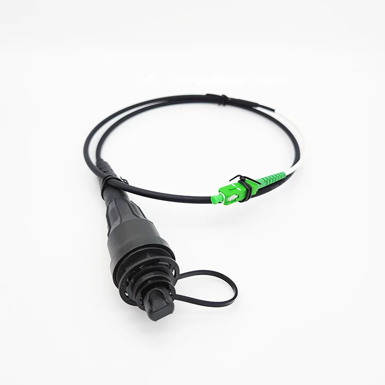 Outdoor 1 Core Mini IP SC APC SM Single Mode G657A1 LSZH FTTH Drop Cable Patch Cord with Waterproof Connector