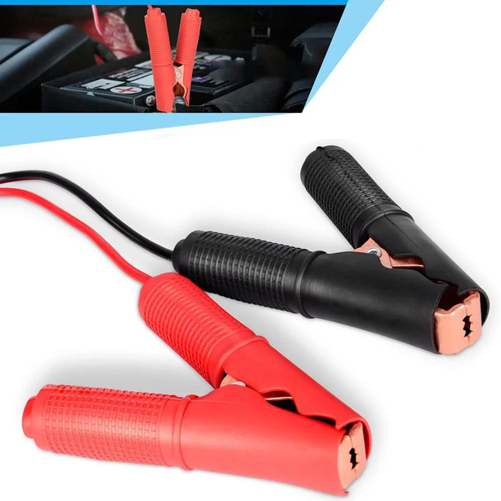 2Pcs 30A Copper Car Battery Clamp Cable Alligator-clip Extension Cable Strong Battery Alligator-clip Flame Retardant For Car