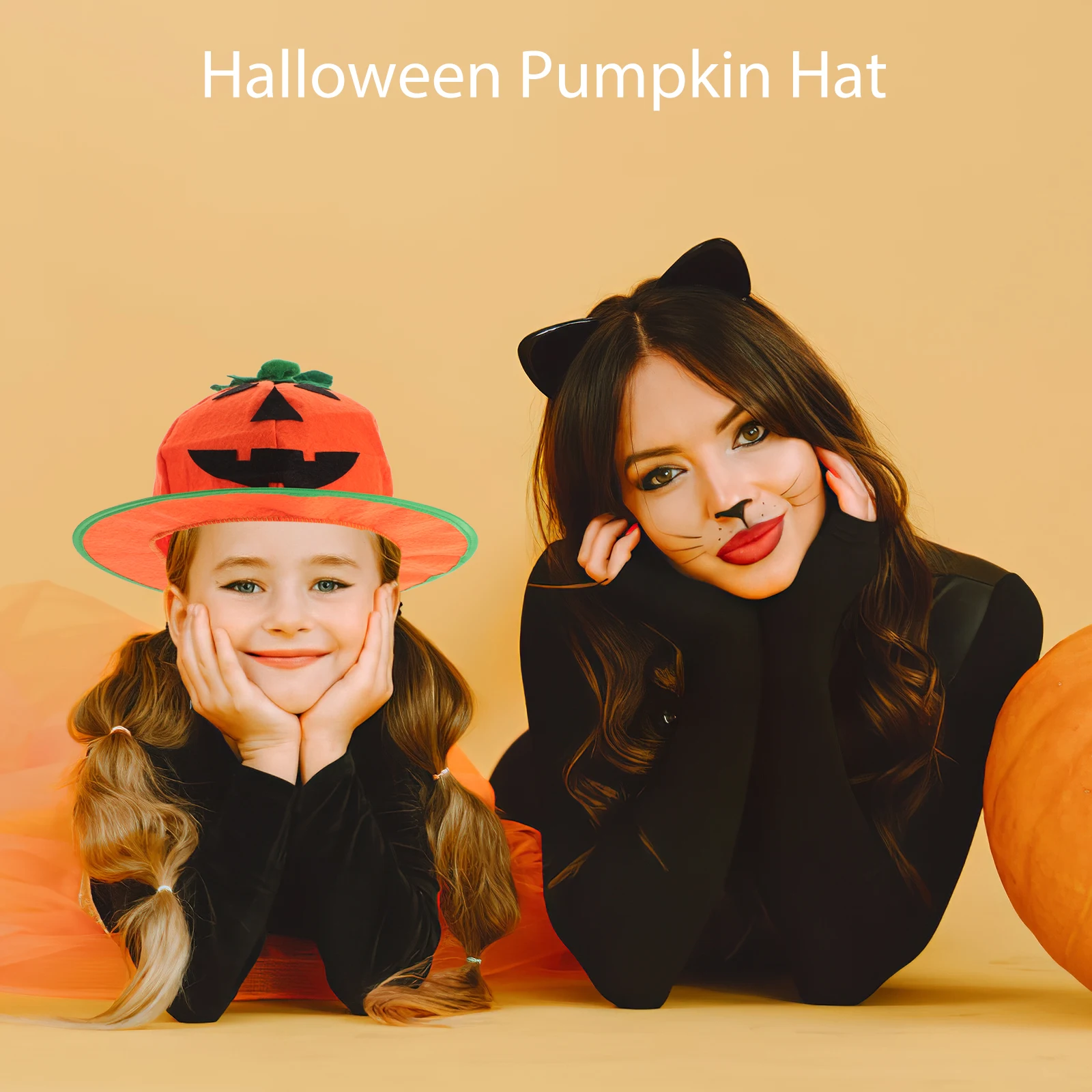 

Halloween Pumpkin Hat Props for Kids Party Performance Durable Classic Design Photo Accessories Stage Show Cap