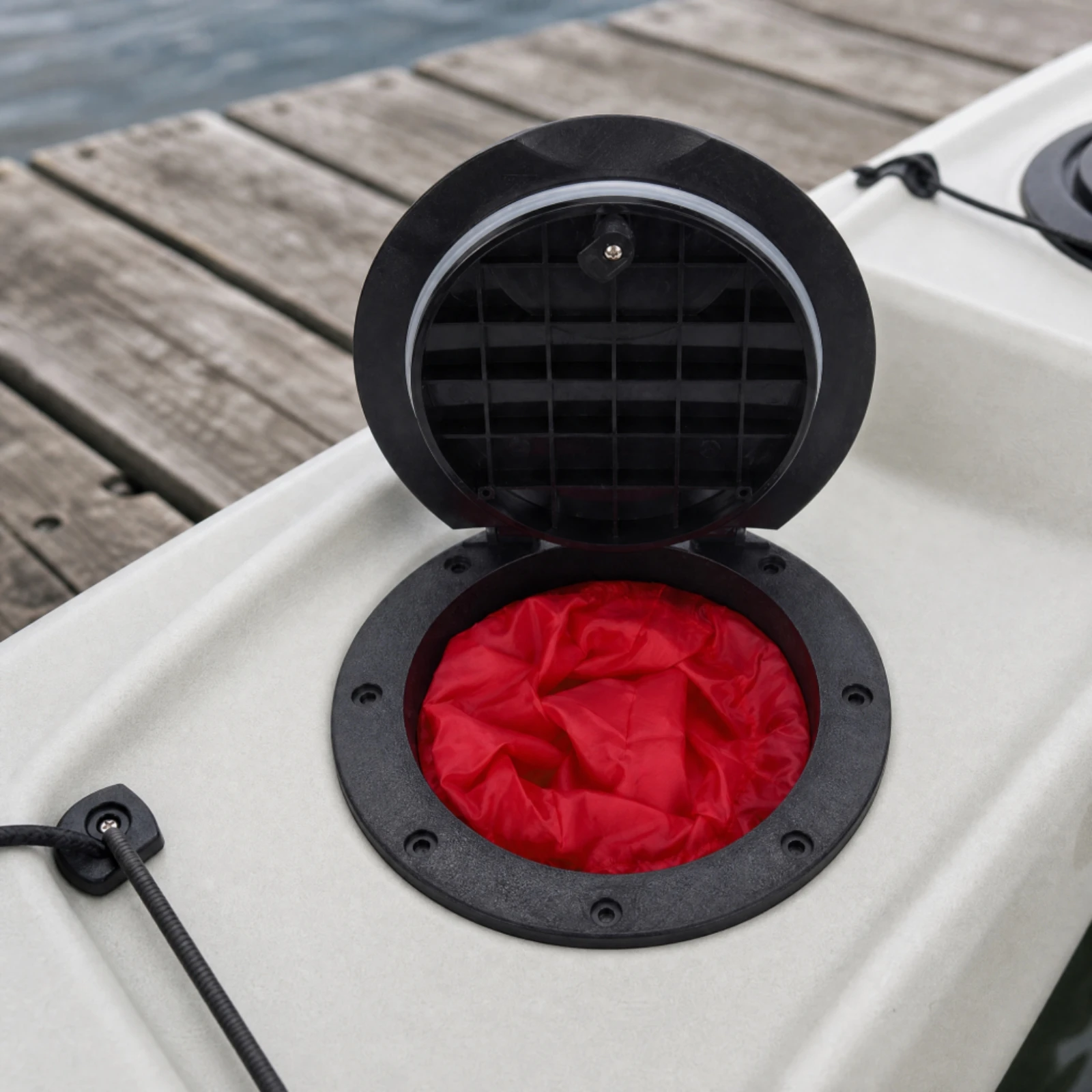 Round Kayak Inspection Hatch Cover Leak-Proof 6 Inch Nylon Hatch Cover Round Deck Plate Weather-Tight Sealing Lid Lightweight