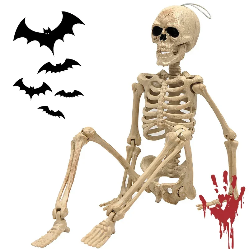 90cm Halloween Skeleton Plastic Human Skull Skeleton Anatomical Skeleton Model for Halloween Party Haunted House Decoration Prop