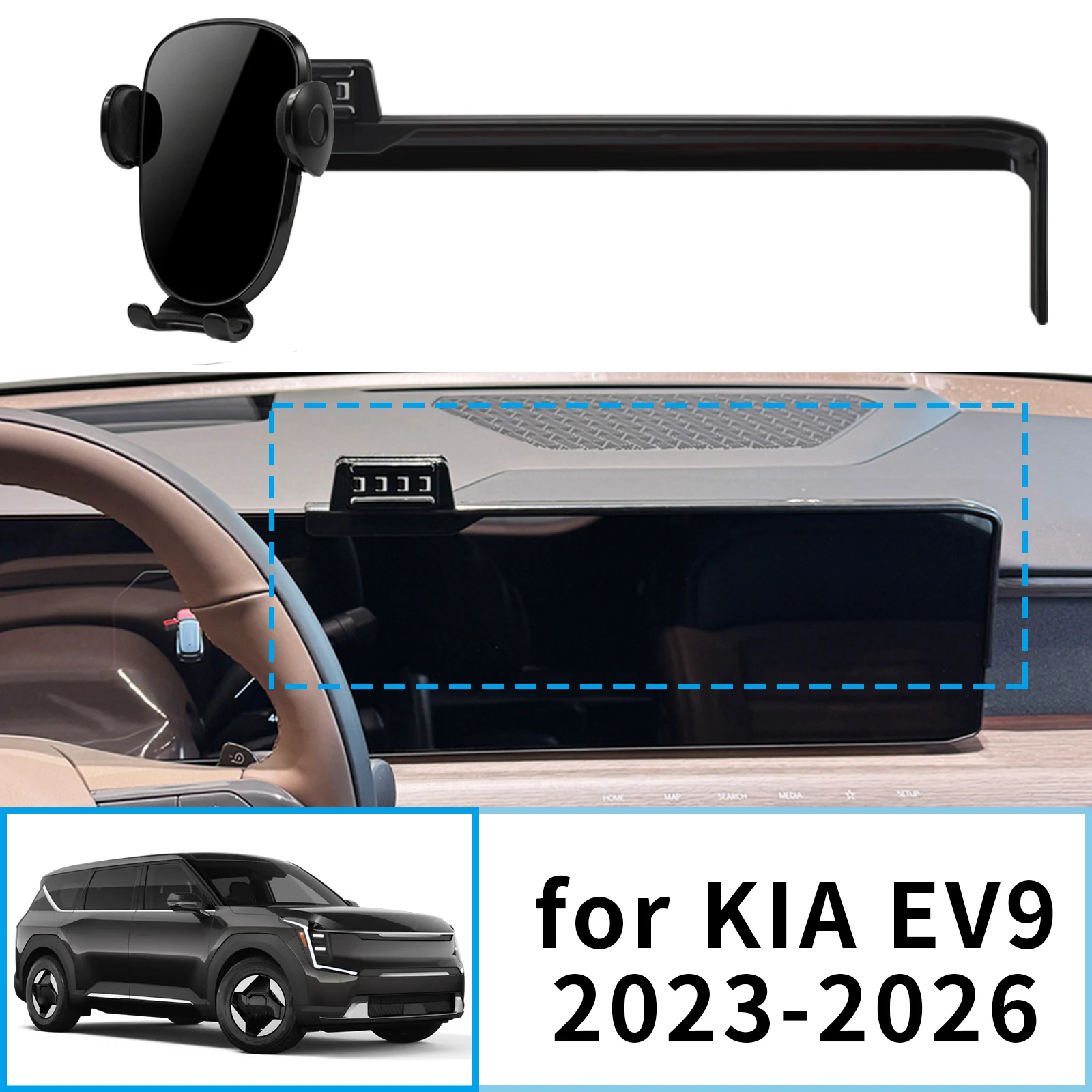 Suporte de Navegação para Tela e Celular para Carro, Compatível com KIA EV9 2023 2024 2025 2026 ​ ​ acessórios