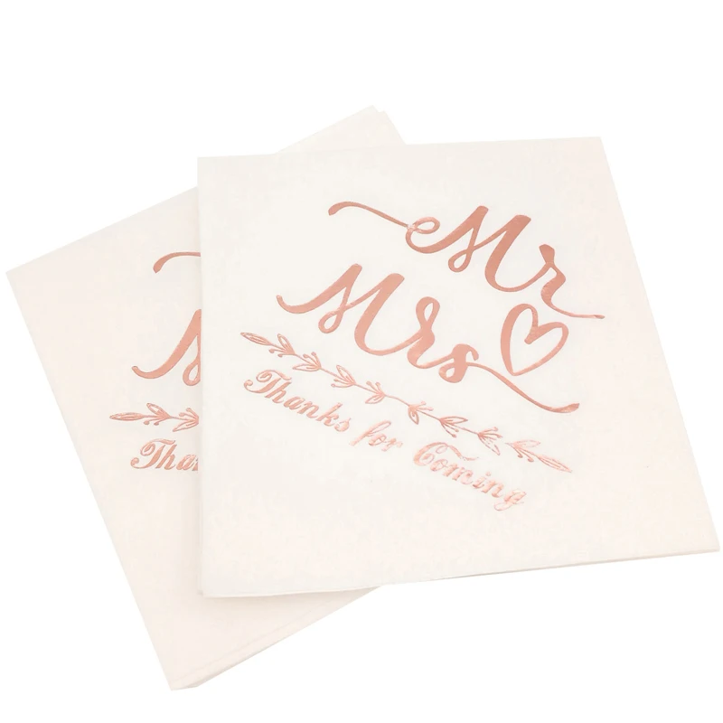 10Pcs Rose Gold Mr Mrs Groom Bride disposable Napkin Engagement Wedding Party Bride Shower Hen Party Decoration wedding tissue