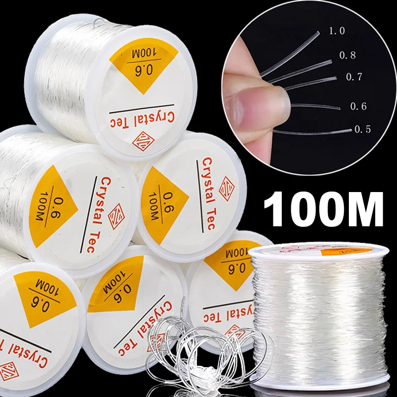 100M przezroczysty elastyczny linka z kryształami DIY frezowanie String Stretch sznury biżuteria naszyjnik bransoletka Making Rope Home nici do