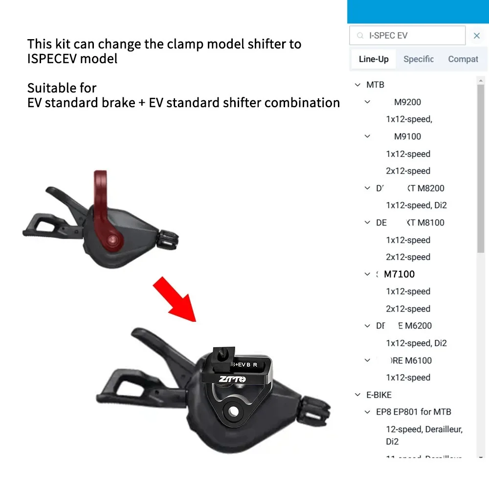 ZTTO Conversion Kit for MatchMaker Brake Ispec EV Shifter Adapter I-spec Mount Ispecev M7100 M6100 M5100 G2 Guide Code