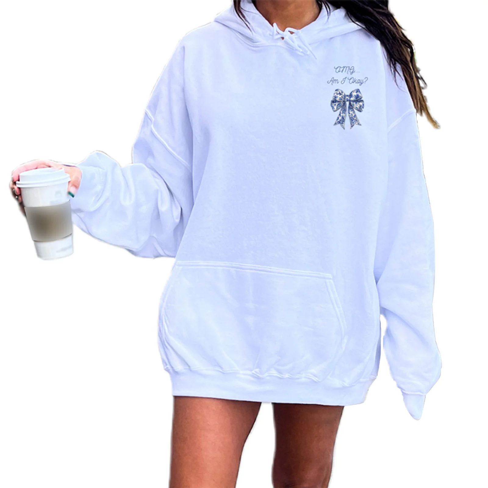 

Women Y2K Hoodie Vintage Bow Graphic Print Drop Shoulder Hoodie Teen Girls Aesthetic Pullover Top Cowgir Preppy Sweatshirt