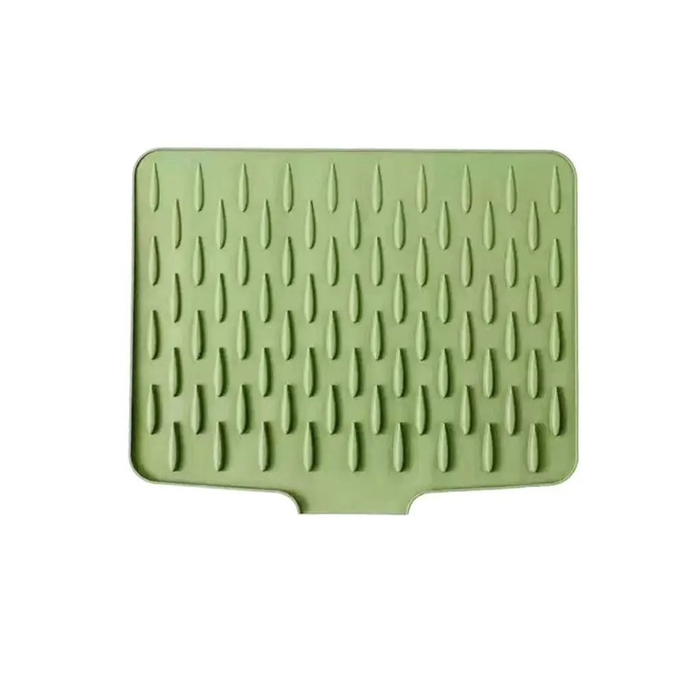 Silicone Kitchen Drainage Mat Sloped Heat Resistant Countertop Drain Mat Multi-Function Non-Slip Base Silicone Drain Mat