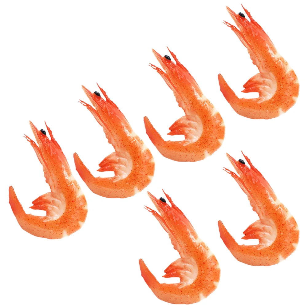 6pcs Cooked Shrimp Model Artificial Shrimp Simulated Food Model Photography Prop artificial shrimp model