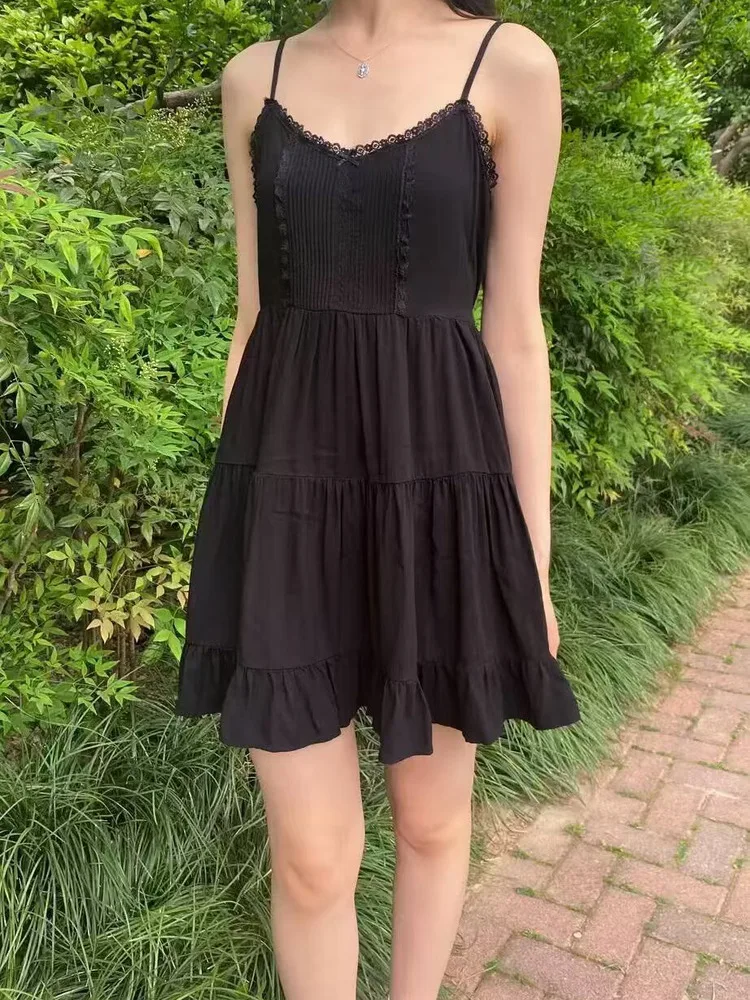 

Brandy BM Lace Trim ter Dr Knot Waist Cinching Pleated Spicy Girl Ele Folded Women's Cotton ort Skirt