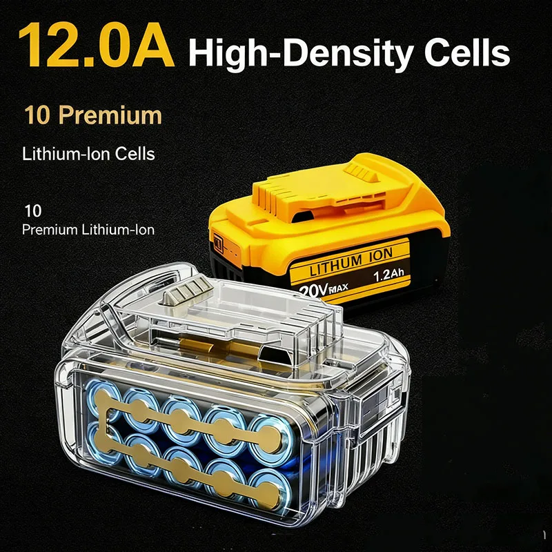 Originální pro Dewalt 20V baterie, pro Dewalt 3AH/6AH/8AH lithium-iontové baterie, pro Dewalt DCB206 náhradní baterie pro elektrické nářadí - náhled 6