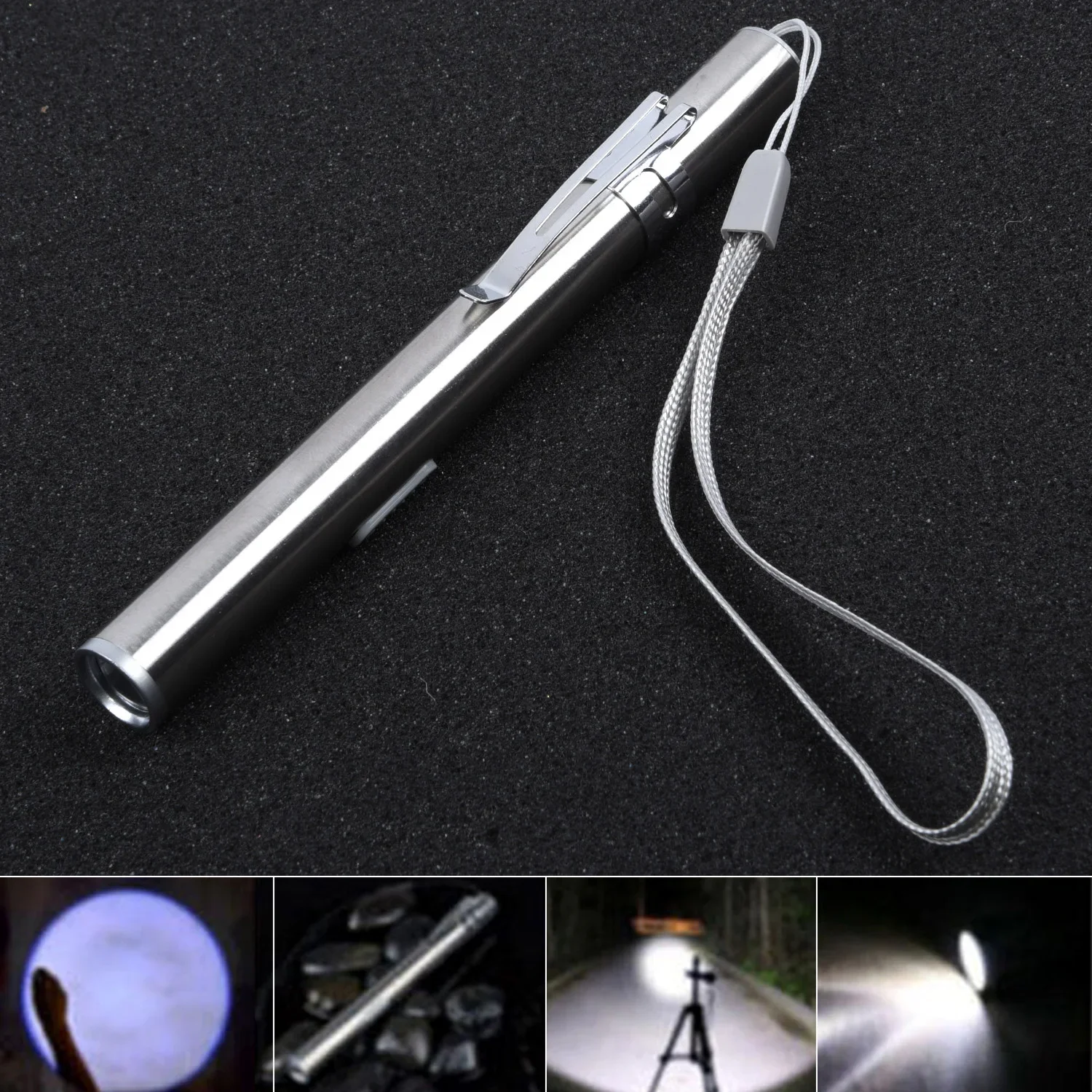 

Camping Flashlight LED Silver Stainless Steel Torch USB 13*1.3*1.3 Cm Mini Pencil Pocket Rechargeable Hot Sale