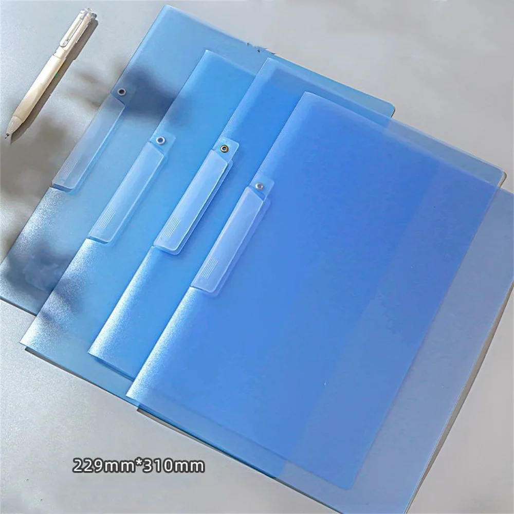 New Color Transparent Folder Side Opening Buckle A4 Information Test Paper Storage Portable Office Folder Swing Rod Clip PP File