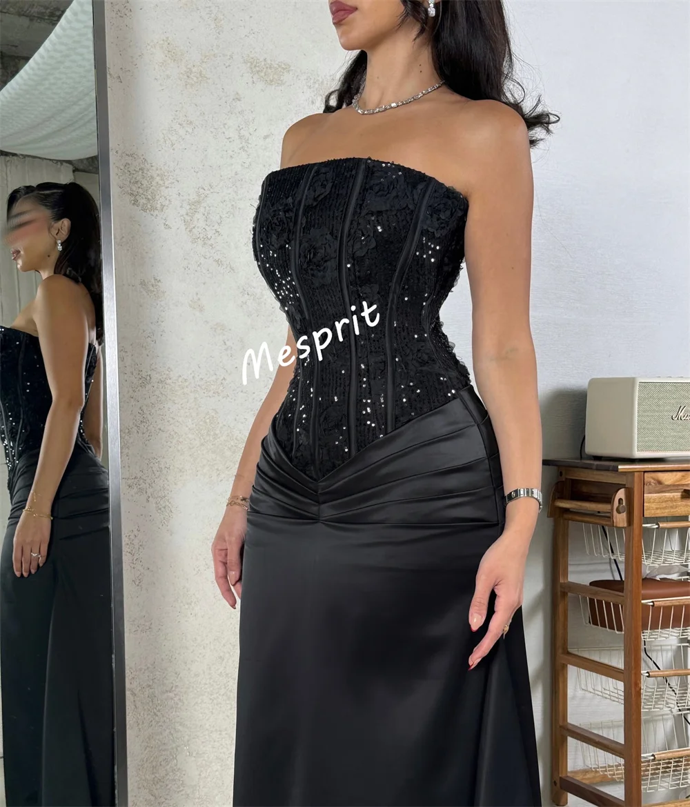 Charmeuse personnalisée paillettes tempérament bretelles noir longues robes sur mesure Occasion luxe soirée élégante fête de mariage