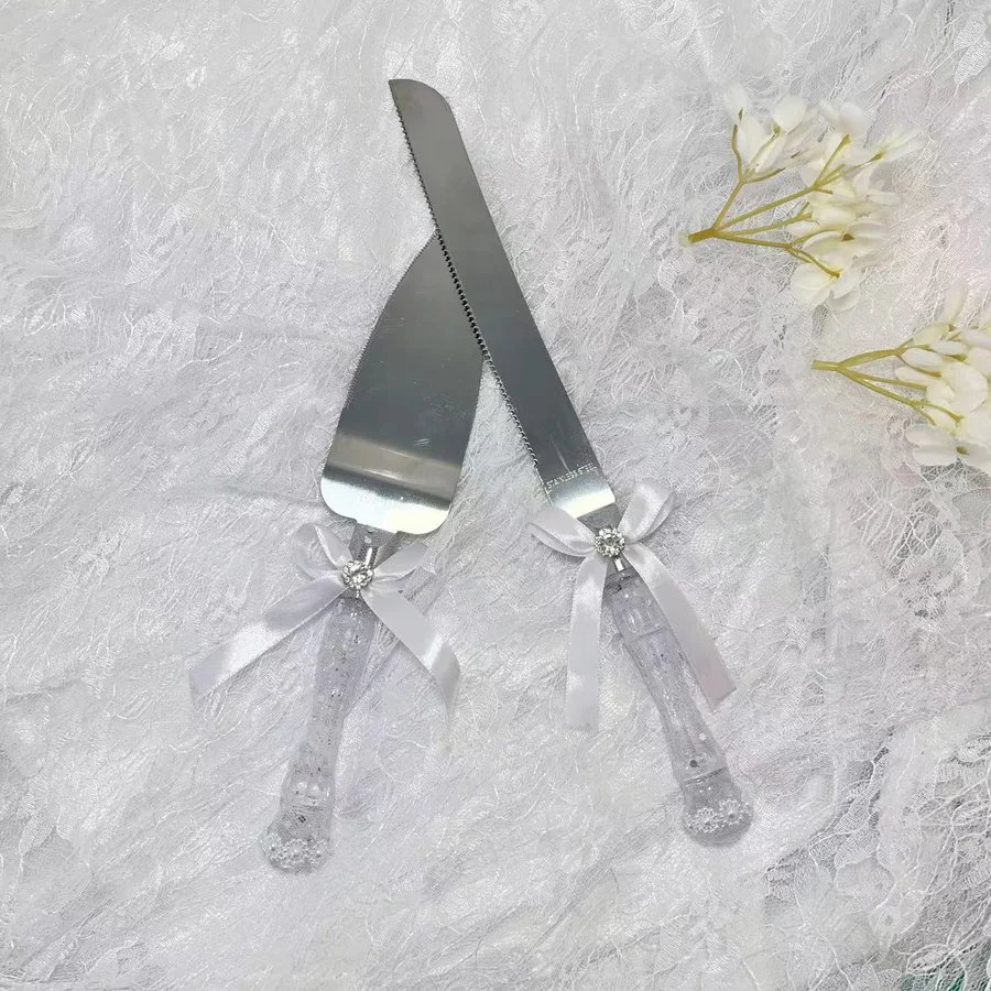 Stainless steel wedding cake Knife and slicer set, 2 elegant cake cutting tools for celebrations and gifts image 2