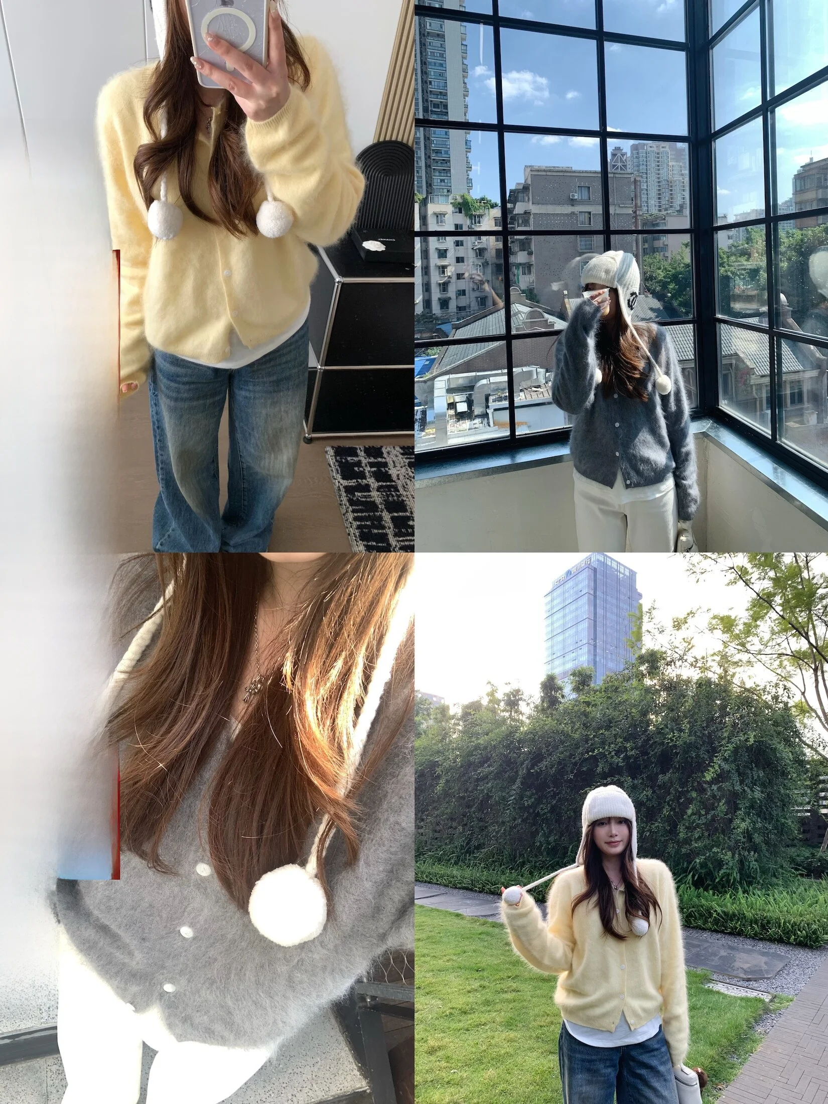 

Ethereal020 Cloud Mist Fce Feel Two Tone Silk Camere Open Cardigan Women's Warmth Autumn Long Sve round Ne