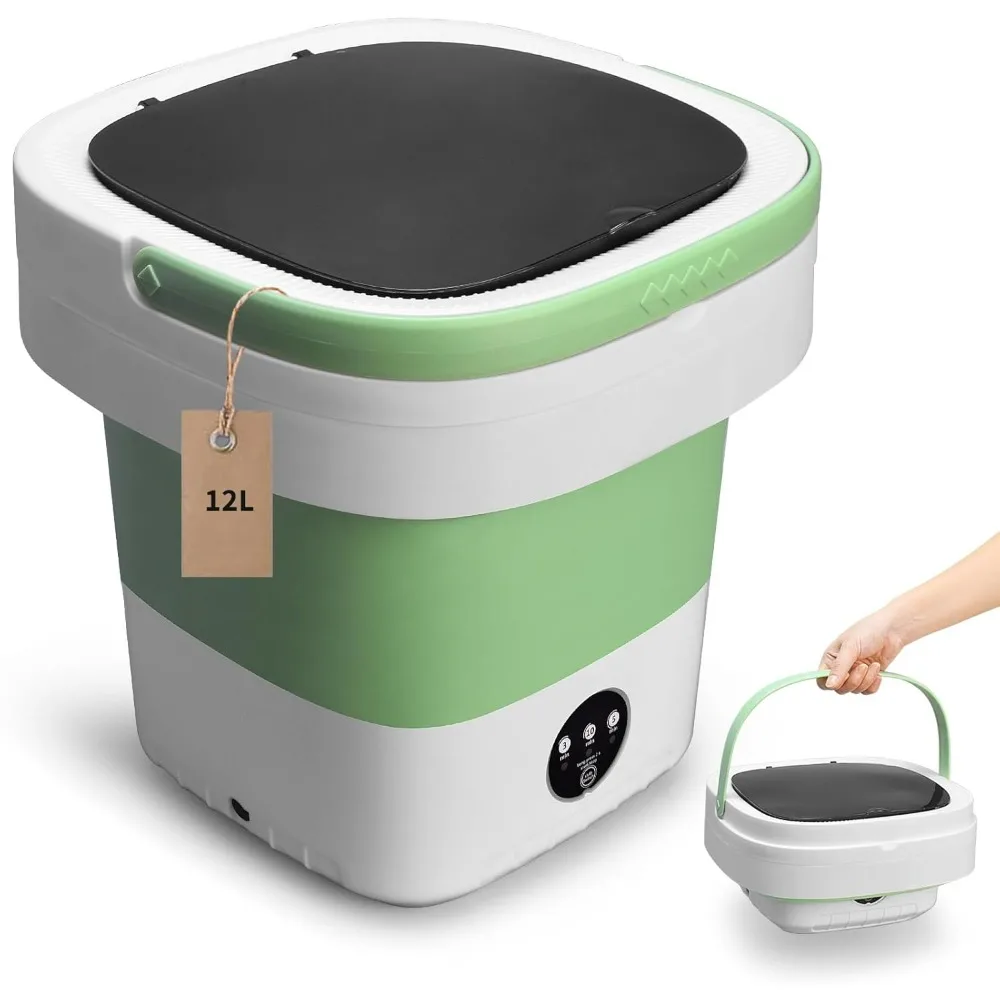 Machine à laver portable pliable avec 3 modes, lave-linge et sèche-linge, livres profonds, convient aux sous-vêtements, vêtements de bébé, chaussettes, 12L