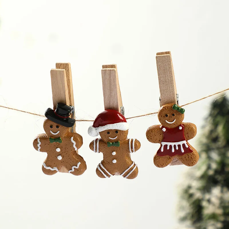 Decoración navideña de hombre de jengibre, colgante pequeño de resina, adorno de árbol de Navidad para Bar, restaurante, decoración de arreglo de escena