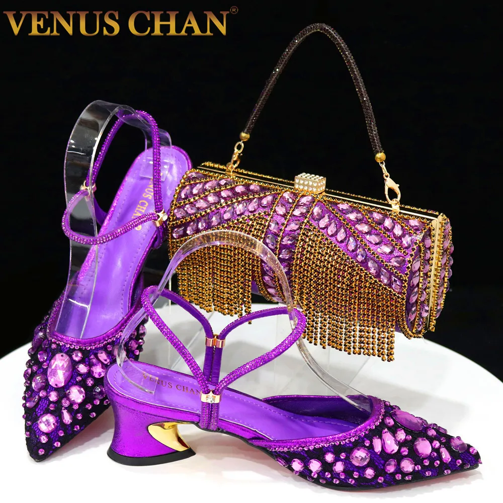 

2023 New Italian Design Noble Dual-Purpose Three-Dimensional Bag And Ladies Heel Shoes Shiny Material For Nigeria Wedding Party