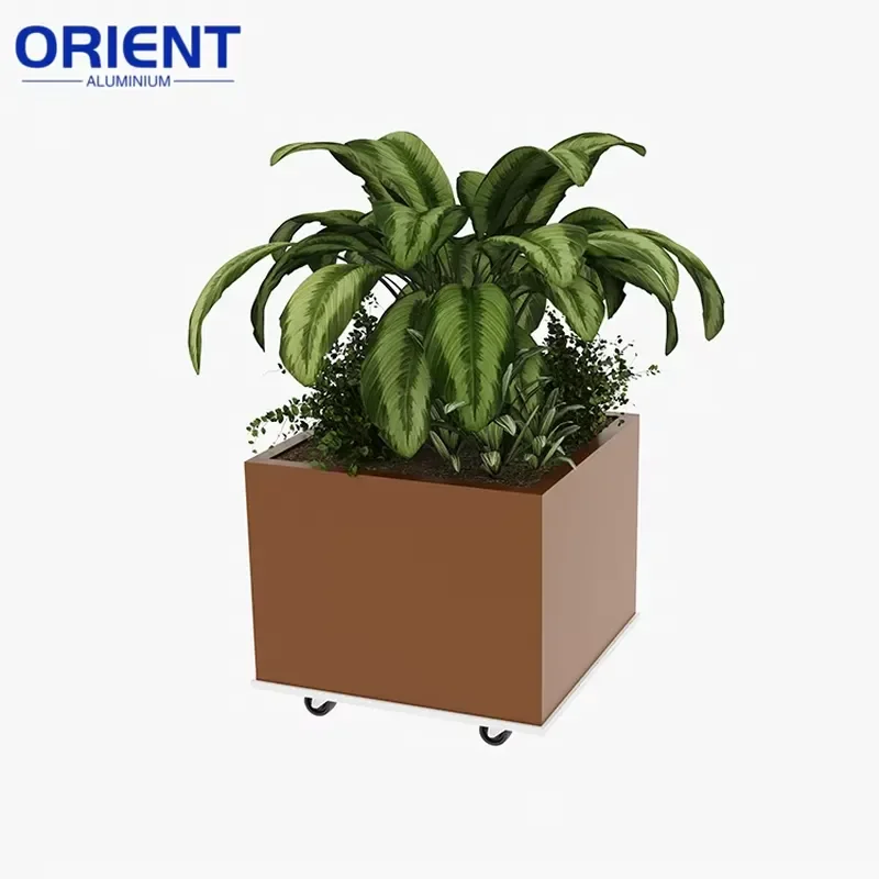 Wholesale Aluminum Rectangular Planter Outdoor Powder Coating Square Flower Pots Metal Planter Seedling Box Planter