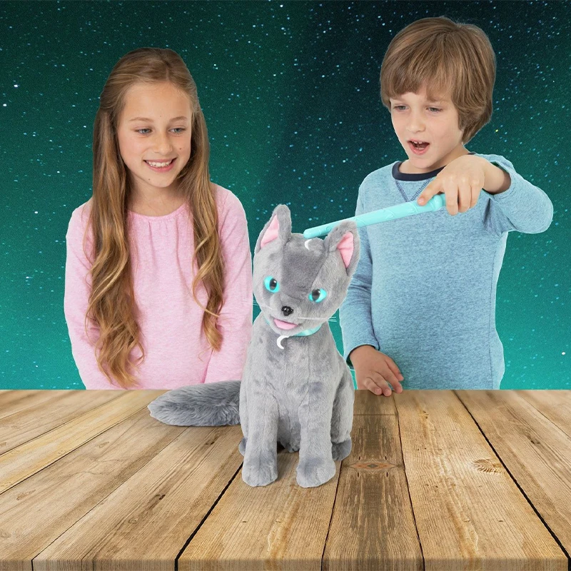 Club Petz Grey Mystery Mao Bewitched Lifelike Mind Reading Cat inductive Electronic Plush Interactive Pet Toys with 2 Game Modes