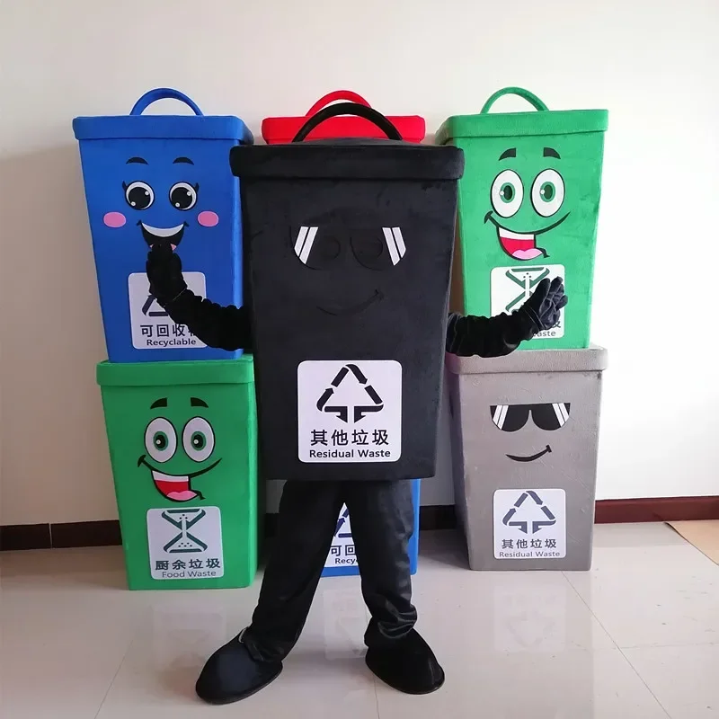 

Trash Can Mascot Costume Suit Refuse Classification Publicity Activities Adult Outfit Halloween Children's Day Perforamnce Dress