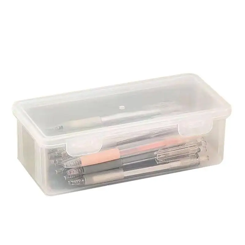 1PC Large Capacity Pencil Case Box PP Material Transparent Pencil Box Stackable Office Supplies Storage Organizer Box