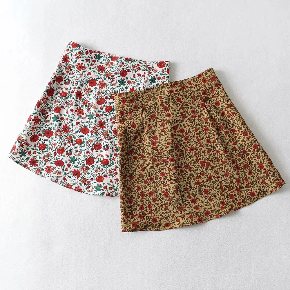 

Short Skirt Female Floral Overskirt Female European and American Irregular High Waist A-line Skirt Small Fresh Fishtail Skirt