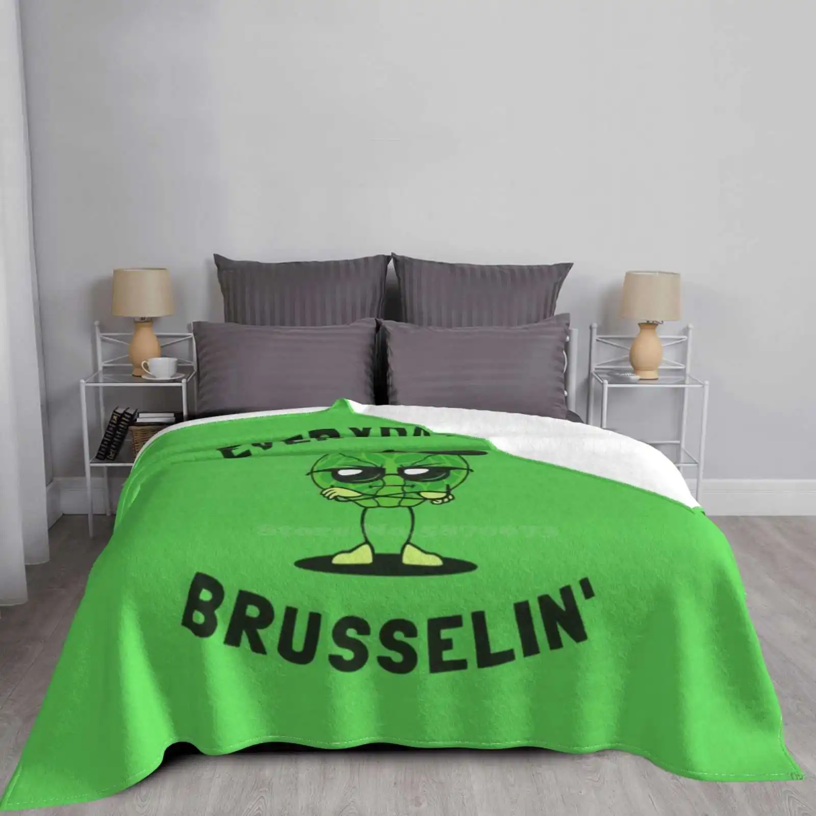 Everyday I'M Brusselin' Fashion Soft Warm Throw Blanket Everyday Im Brusselin Brussel Sprouts Vegan Christmas Food Brusseling image 5