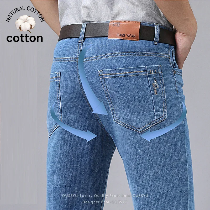 Men's Denim Jeans Straight Business Soft Fashion New High Quality Pants Arrivals Dropship Work Trousers Plus Size 40