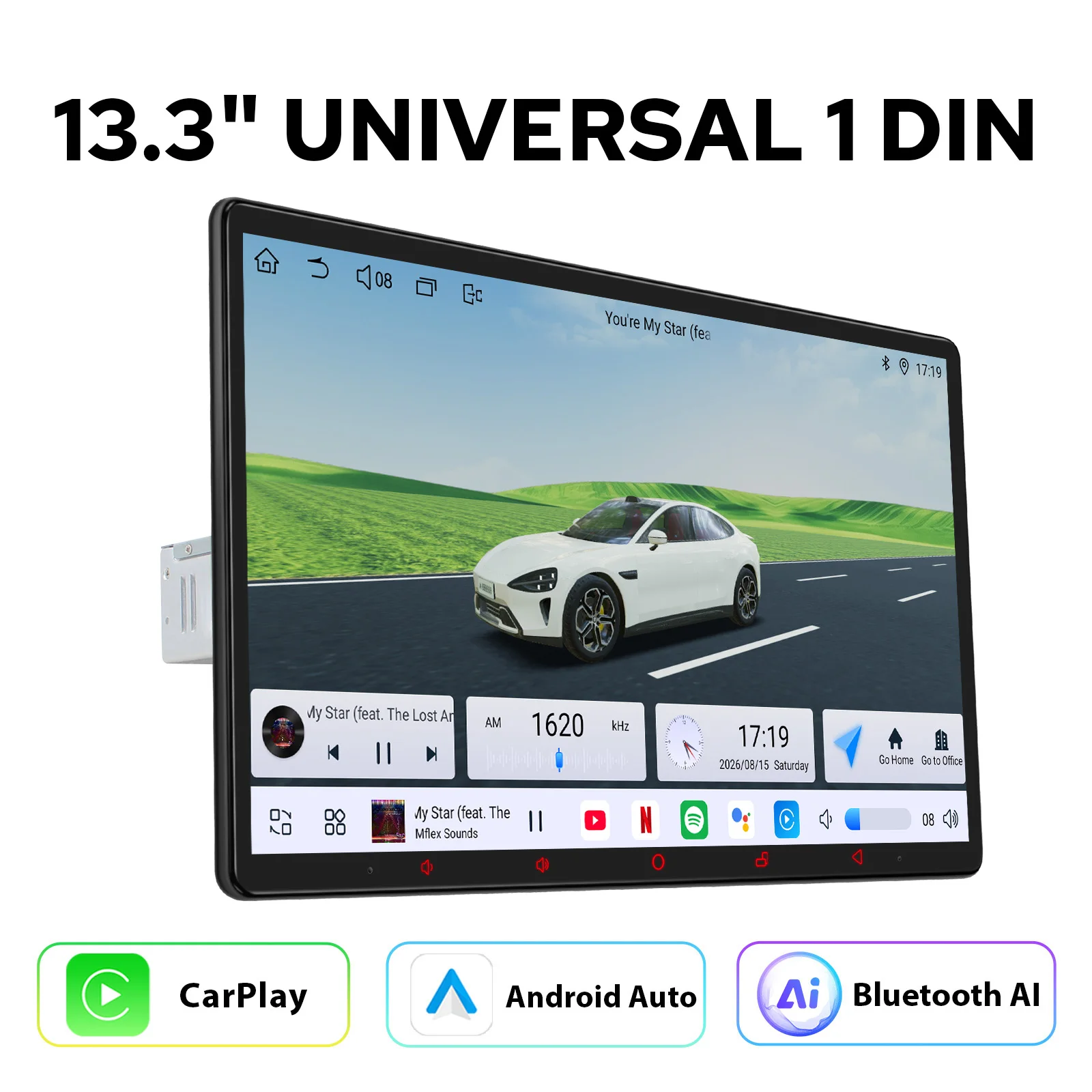 JOYING 13.3 Inch Universal Android Car Stereo 8GB 128GB Full HD Touchscreen Wireless CarPlay Android Auto GPS Head Unit