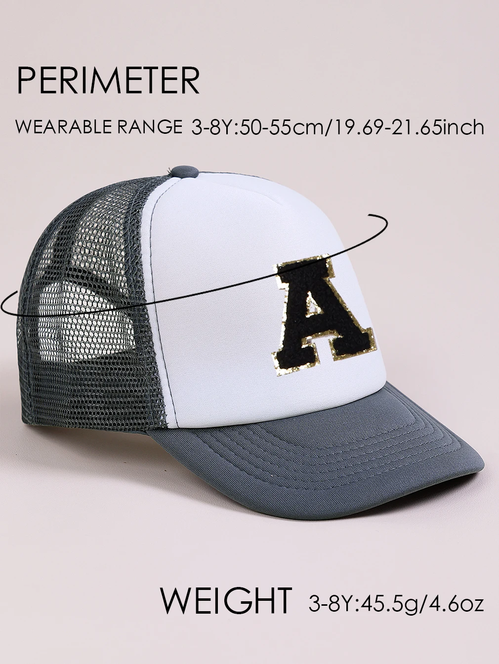 1pc Gray Hat With 26-Letter Pattern, Kids Cap For Boys And Girls, Baseball Cap, Sun Visor Hat, Suitable For Outdoor Activities A - view 2