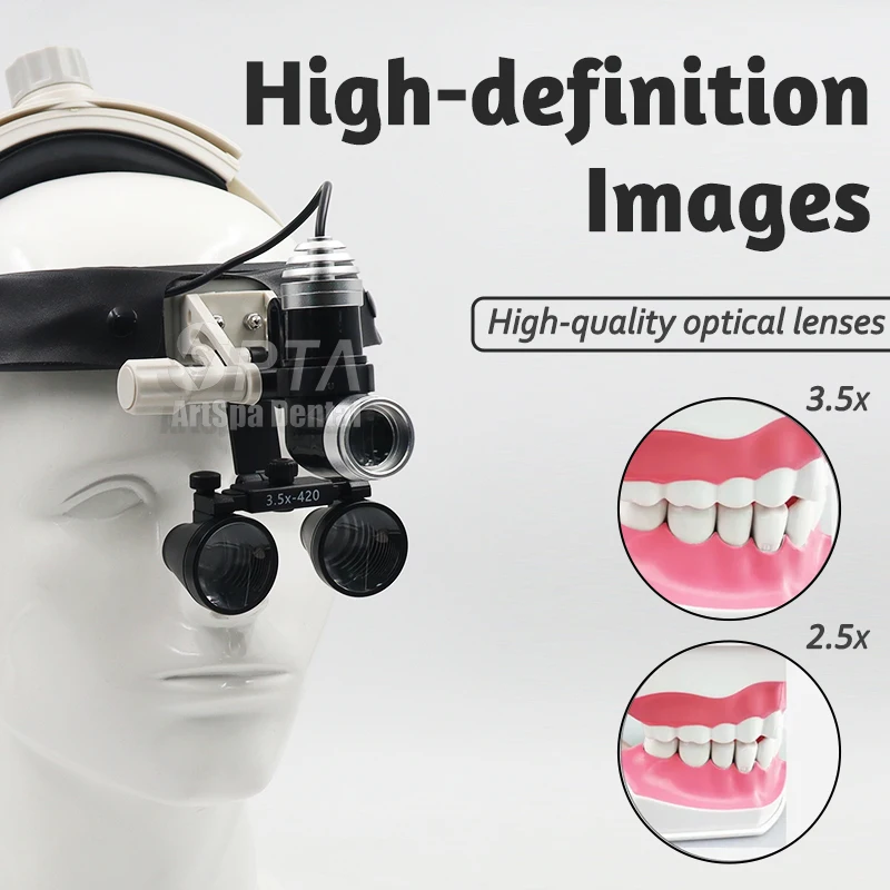 Dental Medical Magnifier Light With 3.5 Or 2.5 Headlight Light Power With Adjustable Lamp  Loupes Binocular