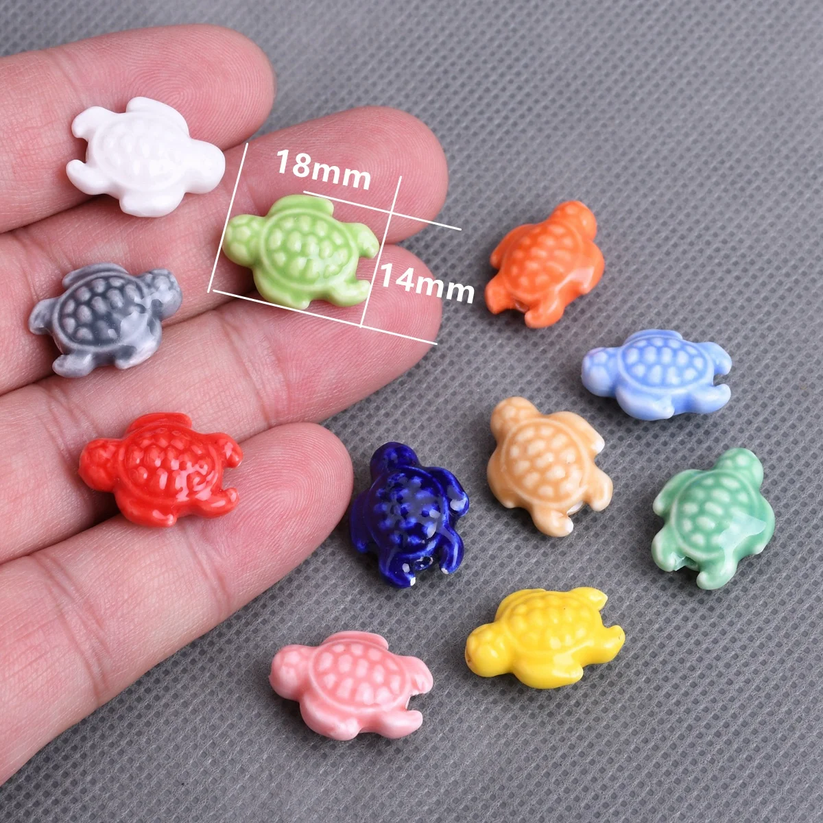 10pcs 18x14mm Sea Turtle Shape Glaze Ceramic Porcelain Loose Beads For Jewelry Making DIY Bracelet Findings