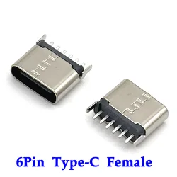 20/10/1pcs 6 Pin Type C SMT Socket Connector Micro USB 3.1 Female Placement SMD DIP For PCB design DIY high current charging