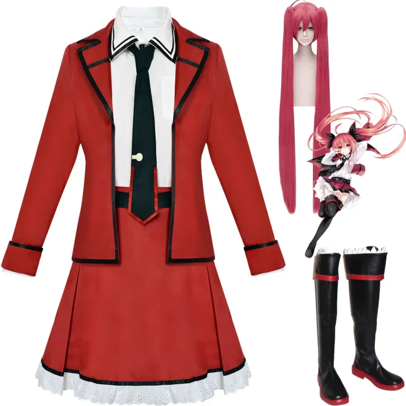 

FC6Anime Date A Live Kotori Itsuka Cosplay Costume Ratatoskr Commander Wig Red Jk Uniform Skirt Woman Sexy Christmas Party @FC8！