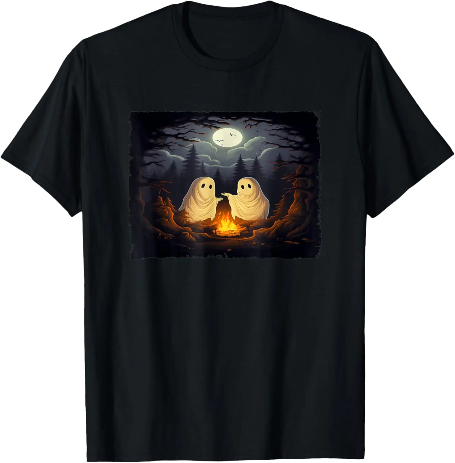 Vintage-Ghost-Camping-Campfire-Gothic-Halloween-Men-Women T-Shirt