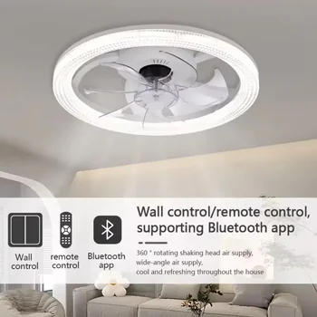 Modern LED Ceiling Fan Light Intelligent APP Can Remotely Control Home Fan Lights Suitable for Living Room Bedroom Dining Room