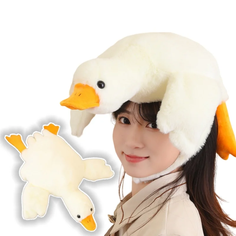 Fluffy A Flying Goose Hat Plush Toys Home Decor Birthday Gift Soft Warm Winter Sleeping Accompany Hat Cute High Quality Doll