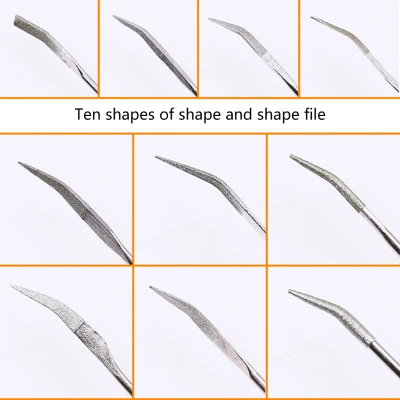 Diamond File Set for Material Removal and Cleaning 10Pcs, Various Shapes 896B