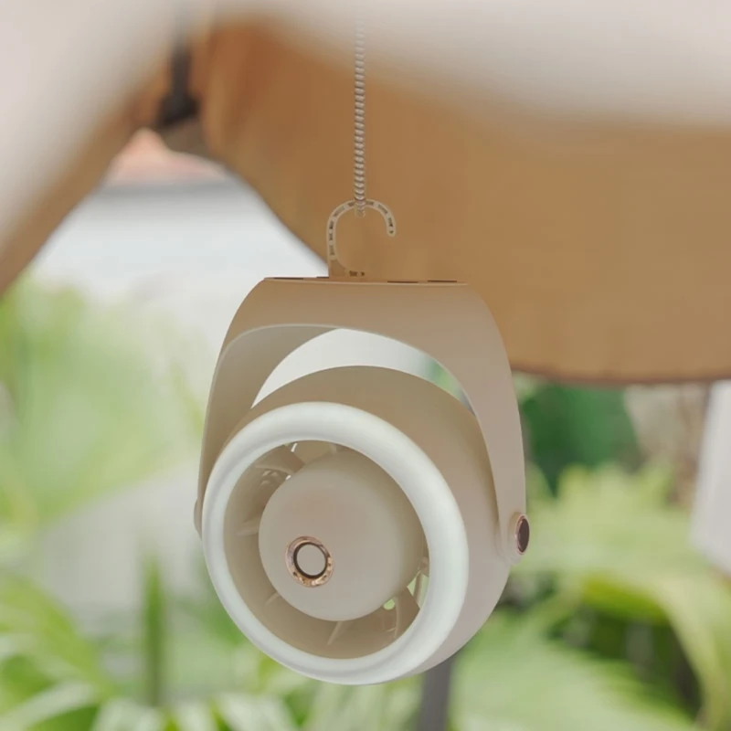 3-biegowy wiszący wentylator kempingowy Akumulatorowy wentylator biurkowy 1000 mAh wentylatorem USB oświetleniem LED