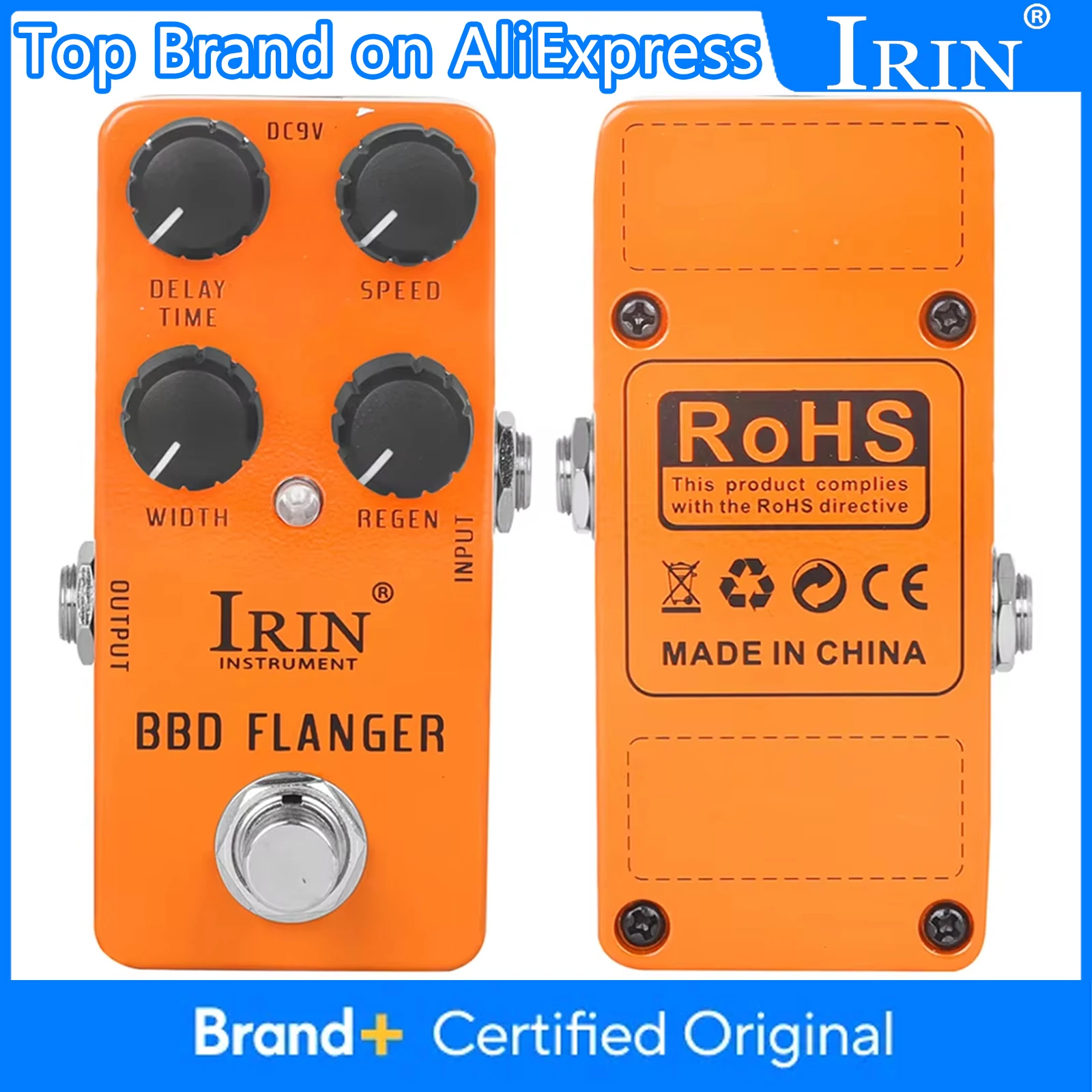 

IRIN RS-08 BBD Педаль фленджера Гитарная педаль эффектов Металлический фланцевый тембр Водостойкий хор Rapid Vibrato Педаль True Bypass