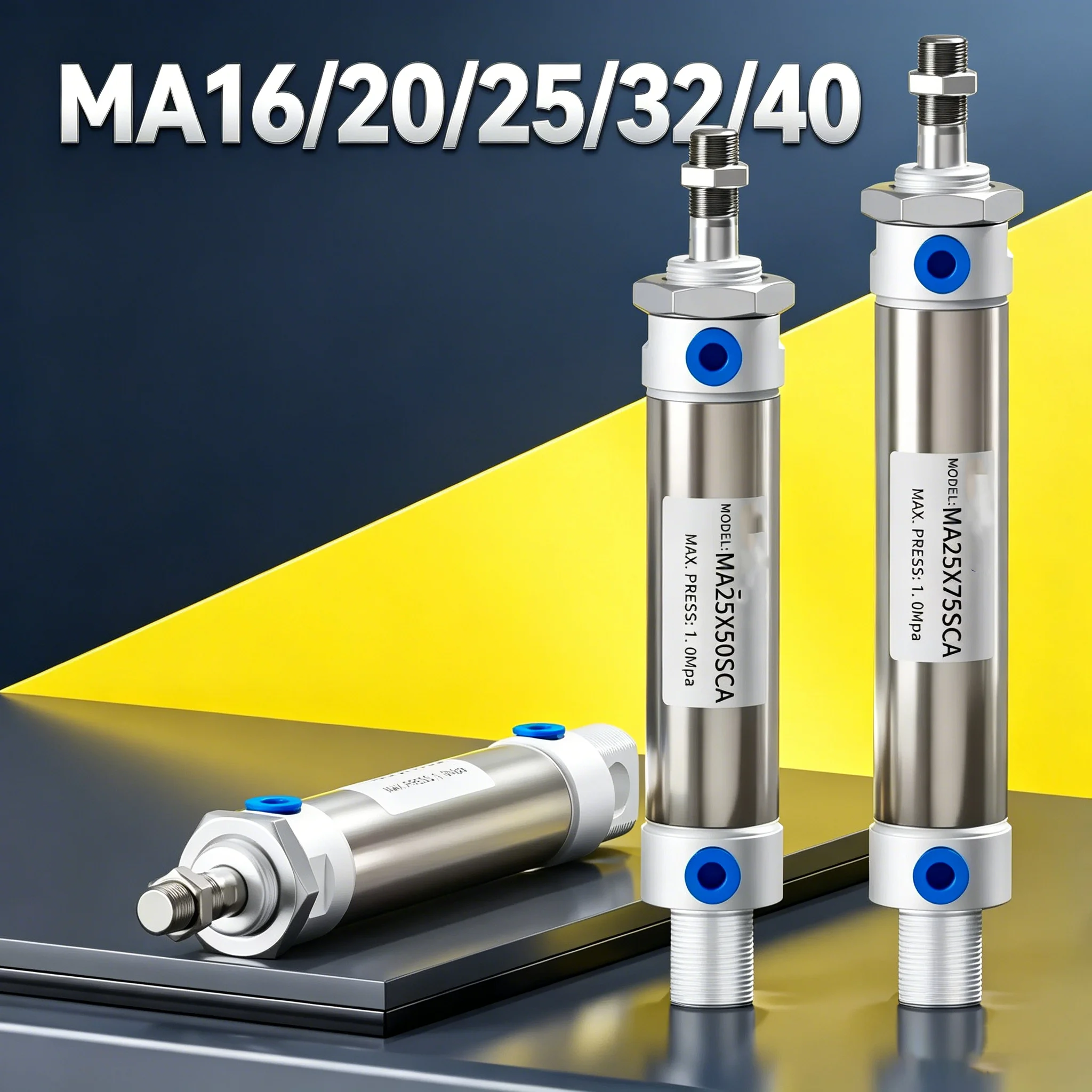 MA32 MA Pneumatic Air Cylinder Stainless Steel Mini Double Acting Single Rod 16/20/25/32/40 Bore 10~500mm Stroke