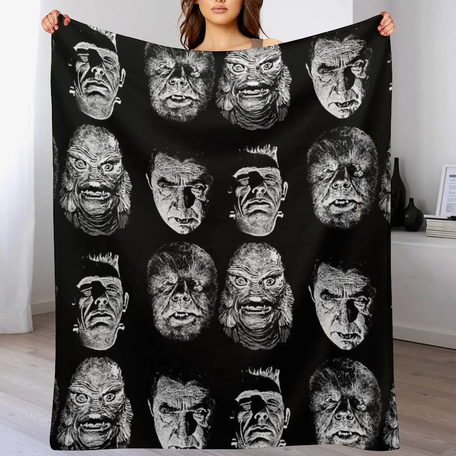 Universal Studios, Monsters, Monster Mash, dracula, wolfman, frankenstein, creature Throw Blanket Sofas Warm Blankets