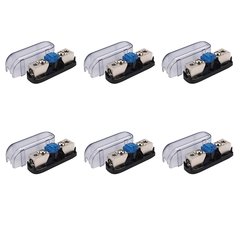 6X Car Stereo Fuse Holder, Auto Agu Audio Fuse Box Power Distribution Block 4Ga In 4Ga Out,Single Way