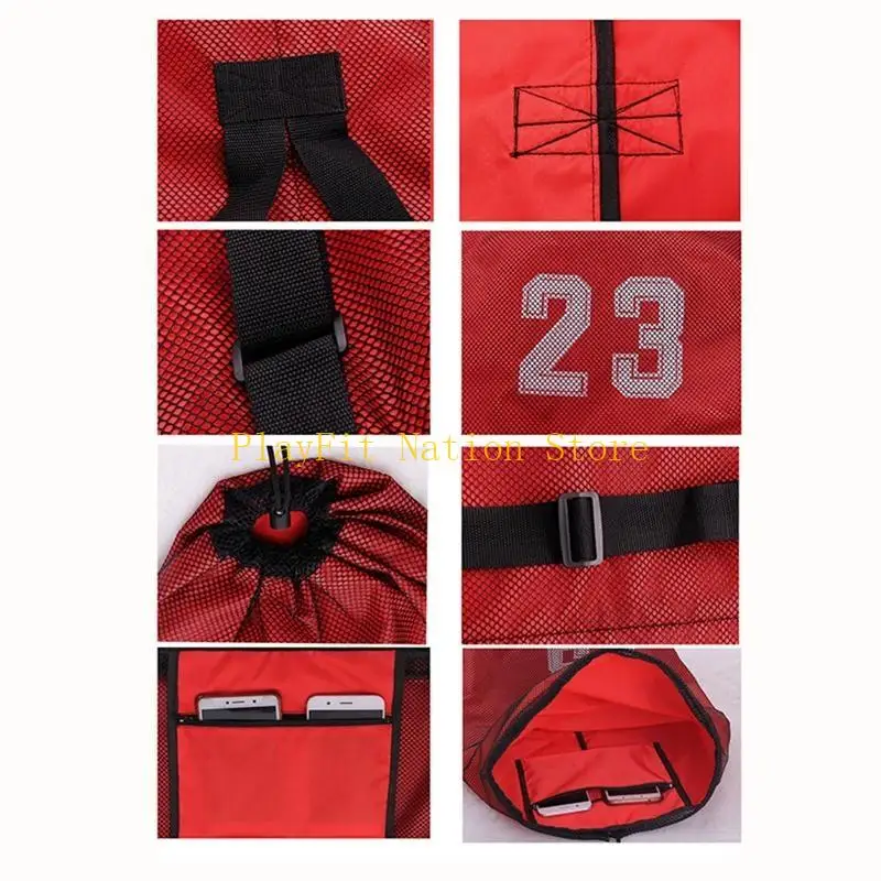 242F Bóng rổ Bóng rổ vai Backpack Outdoor Sport Fitness Volley Bóng đá Huấn luyện Bóng đá Túi lưu trữ Draw