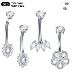 1PC 14G Titanium Piercings Belly Button Rings for Women Navel Rings Cubic Zirconia Belly Button Bar Navel Earrings Sexy Jewelry