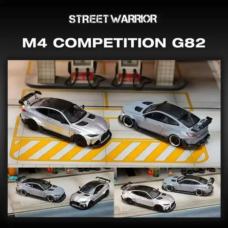 

PreSale SW 1:64 G82 M4 Competition Gray Silver Diecast Diorama Car Model Collection Street Weapon Warrior